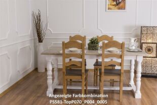 Romantischer Esstisch mit Untergestell (180cm) - Eichenplatte multicolor