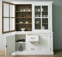 Romantischer Buffetschrank mit Vitrinenaufsatz multicolor