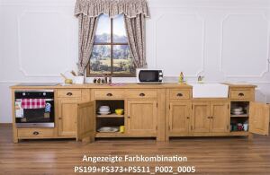 Großer Küchenschrank mit Spülbeckenaussparung Hamburg im Landhausstil - Eichenplatte Konfigurator alles frei wählbar