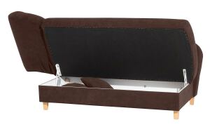 Recamiere Saturn, mit Armteil links, klappbar Veloursstoff braun