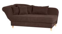 Recamiere Saturn, mit Armteil links, klappbar Veloursstoff braun