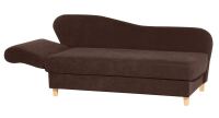Recamiere Saturn, mit Armteil links, klappbar Veloursstoff braun