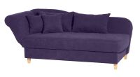 Recamiere Saturn, mit Armteil links, klappbar Veloursstoff violett