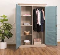 Kleiderschrank Kiel in Landhausoptik - zwei Türen lackiert