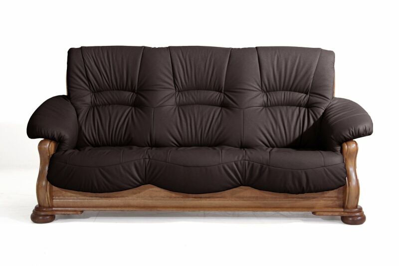 Country Sofa Texas, 3-Sitzer pigmentiertes Nappaleder braun